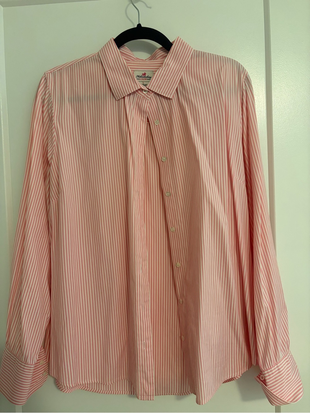 Jcrew pink and white striped button down shirt sz L